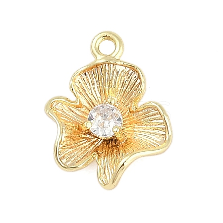 Rack Plating Brass with Cubic Zirconia Pendants KK-Q018-01G-1