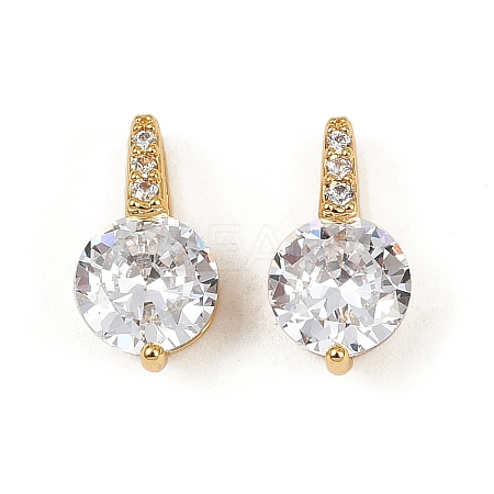 Brass Micro Pave Clear Cubic Zirconia Charms KK-B137-21G-01-1