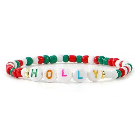 Christmas Resin & Acrylic Beads Stretch Bracelets for Women OZ4869-2-1