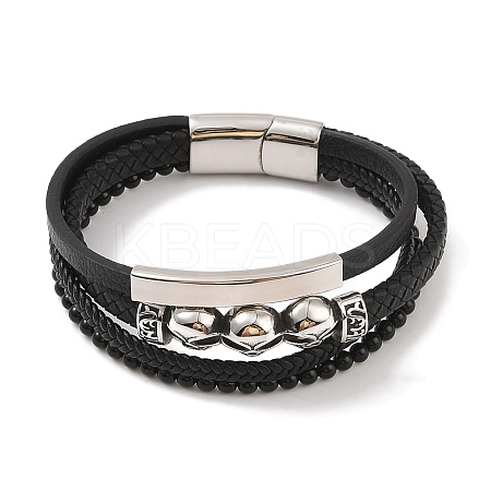 Braided Microfiber Leather Multi-strand Bracelets BJEW-B096-06C-1