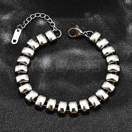 304 Stainless Steel Rectangle Link Chain Braceletes for Women BJEW-R022-01P-1
