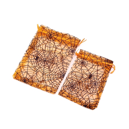 Halloween Organza Spider Printed Gift Drawstring Bags PW-WG99BF1-01-1