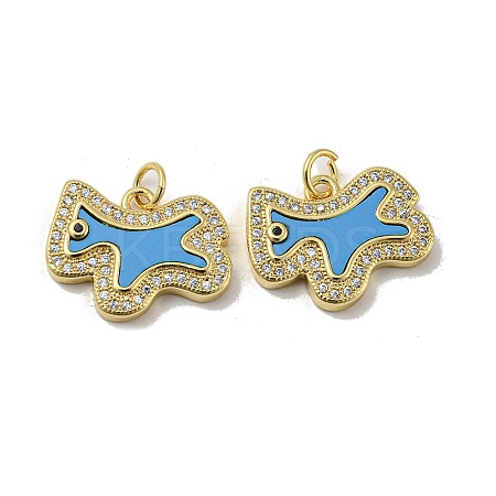 Brass Micro Pave Cubic Zirconia Pendants KK-H457-04G-01-1