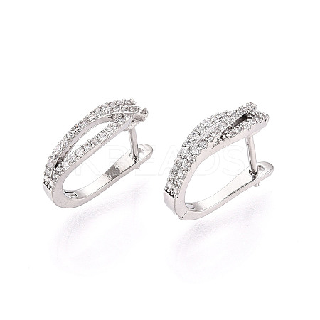 Brass Micro Pave Cubic Zirconia Stick Hoop Earrings EJEW-T048-34P-1