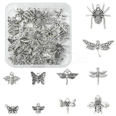 40Pcs 10 Styles Tibetan Style Alloy Pendants TIBEP-FS0001-45-1