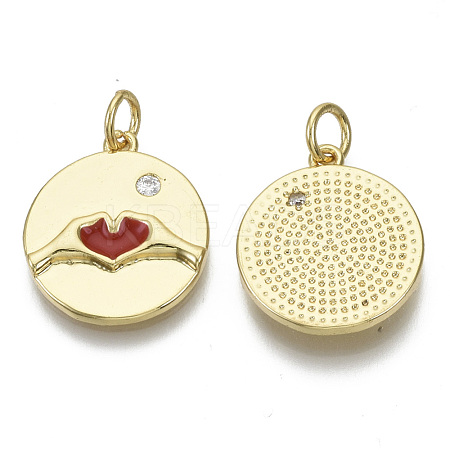 Brass Micro Pave Cubic Zirconia Pendants KK-S061-34B-G-NF-1