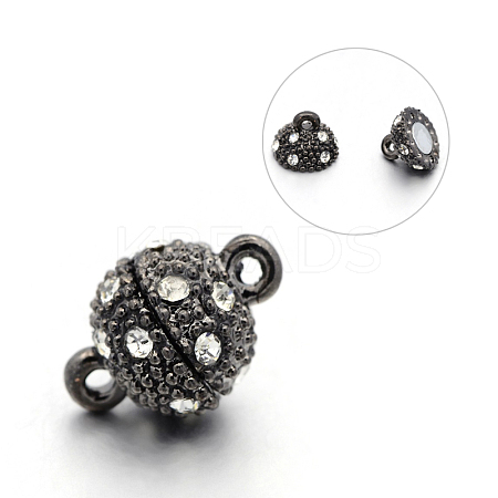 Alloy Rhinestone Magnetic Clasps with Loops RB-H116-3-B-1