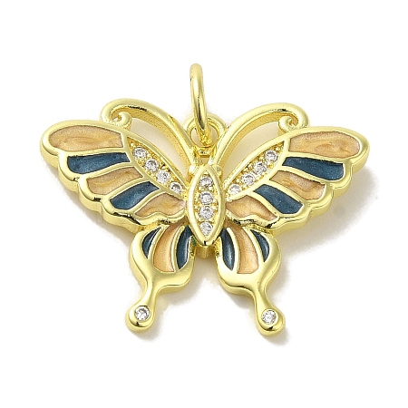 Brass Enamel Micro Pave Cubic Zirconia Pendants KK-Z042-11G-01-1