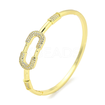 Rectangle Brass Micro Pave Clear Cubic Zirconia Hinged Bangles for Women BJEW-Z062-05B-1