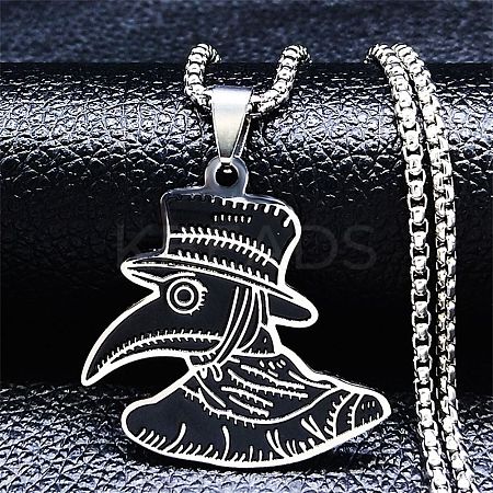 201 Stainless Steel Enamel Pendant Necklace NJEW-K253-17P-1