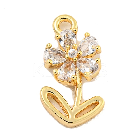 Brass Micro Pave Clear Cubic Zirconia Pendants KK-U015-09G-1