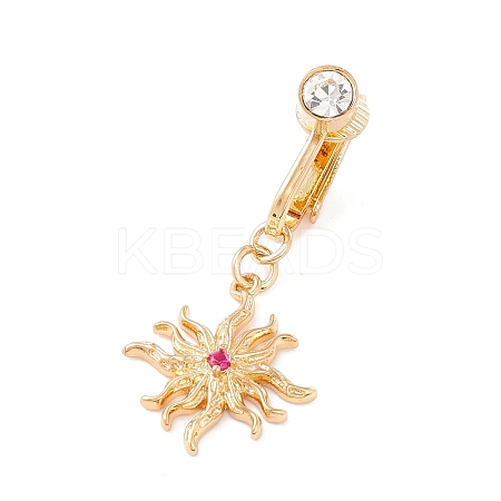 Rhinestone Sun Charm Belly Ring LS-AJEW-F057-14G-1