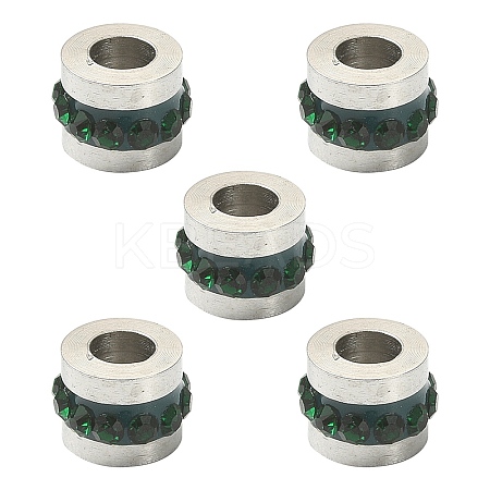 201 Stainless Steel Polymer Clay Rhinestone Inlaid Beads RB-YW0001-11C-1