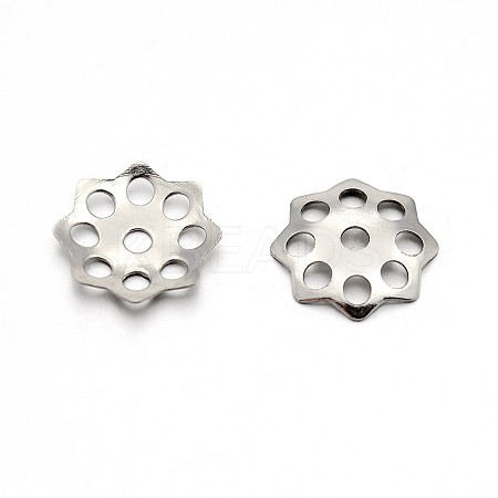 Tarnish Resistant Original Color 304 Stainless Steel Flower Bead Caps STAS-E083-05P-1
