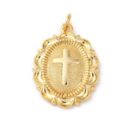Brass Pendants with Jump Ring KK-V016-09G-1