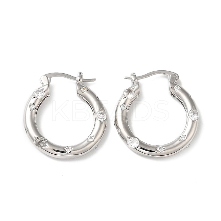 Cubic Zirconia Hoop Earrings EJEW-Z019-23D-P-1