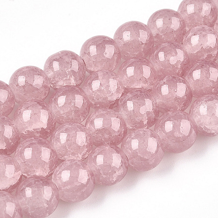Baking Paint Crackle Glass Beads Strands X-DGLA-Q023-8mm-YS7-1
