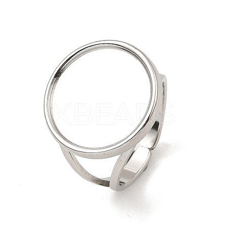 Non-Tarnish 304 Stainless Steel Open Cuff Pad Ring Settings RJEW-Z018-41P-1