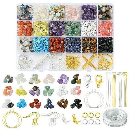 DIY Natural & Synthetic Mixed Stone Chips Jewelry Set Making Kit DIY-FS0005-87-1