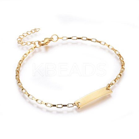 Ion Plating(IP) 304 Stainless Steel ID Bracelets BJEW-L637-07-G-1