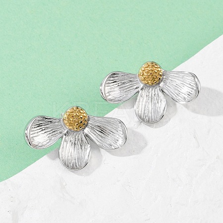 304 Stainless Steel Two Tone Stud Earrings EJEW-S265-09GP-1