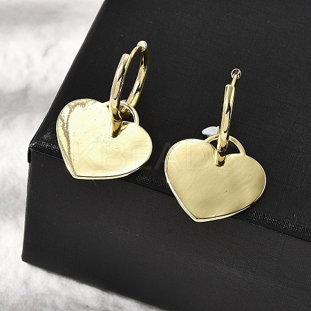 Brass Heart Hoop Earrings EJEW-L261-022G-1