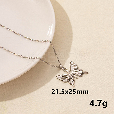 304 Stainless Steel Butterfly Pendant Necklaces CV0613-9-1
