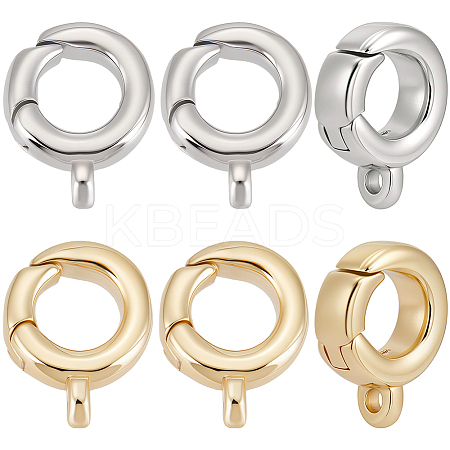 10Pcs 2 Colors Brass Spring Gate Rings KK-BBC0018-84-1