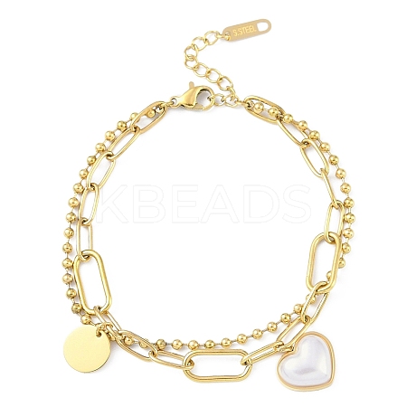 Ion Plating(IP) 304 Stainless Steel Double Layered Bracelets for Women BJEW-K254-16G-1