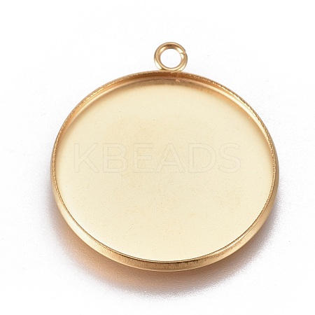 Ion Plating(IP) 304 Stainless Steel Pendant Cabochon Settings LS-STAS-G127-13-25mm-G-1
