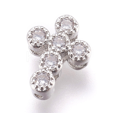 Brass Micro Pave Cubic Zirconia Beads ZIRC-E152-07P-RS-1