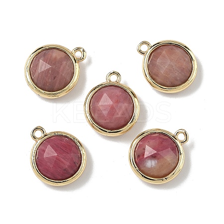 Natural Rhodonite Faceted Flat Round Charms G-U028-03G-12-1