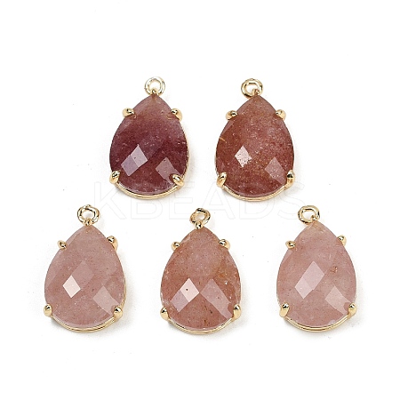 Natural Strawberry Quartz Faceted Pendants G-K347-05G-01-1