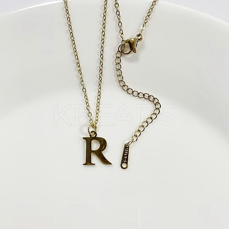 304 Stainless Steel Letter Pendant Necklaces NJEW-WH0027-26R-G-1