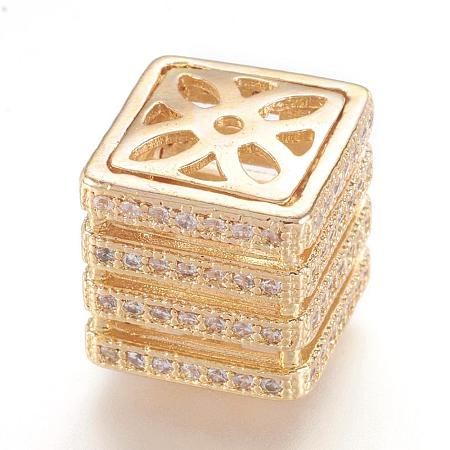 Brass Micro Pave Cubic Zirconia Beads ZIRC-F062-25G-1