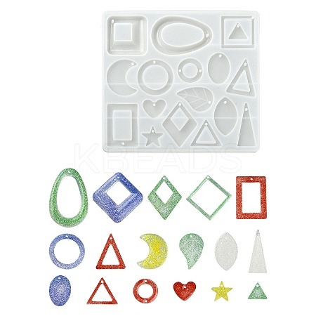 DIY Geometrical Shape Pendant Silicone Molds DIY-YW0008-06-1