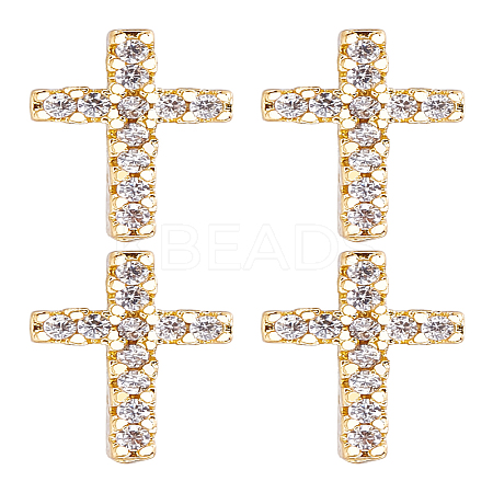 2 Pairs Brass Micro Pave Clear Cubic Zirconia Stud Earrings for Women EJEW-LP0001-57G-1