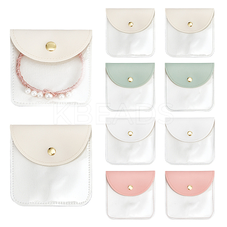 8Pcs 4 Colors PU Leather Jewelry Envelope Pouches Gift Bags with Snap Button and Clear Window ABAG-PH0001-62B-1