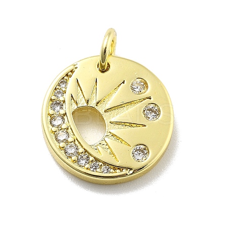 Rack Plating Brass Micro Pave Cubic Zirconia Pendants KK-D359-07G-1