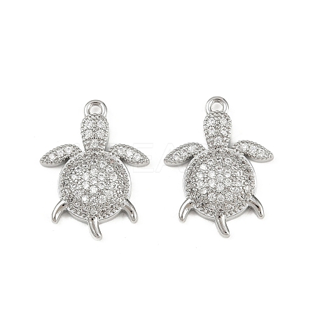 Brass Micro Pave Clear Cubic Zirconia Pendants KK-G535-02C-P-1