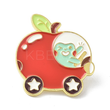 Cartoon Apple & Frog Enamel Pin JEWB-P008-D01-1