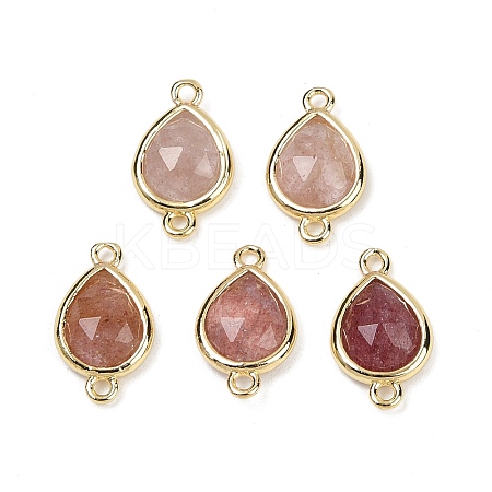 Natural Strawberry Quartz Faceted Connector Charms G-L514-048P-02-1