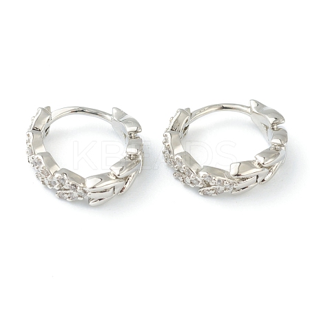 Brass Micro Pave Clear Cubic Zirconia Huggie Hoop Earrings EJEW-L234-029P-1