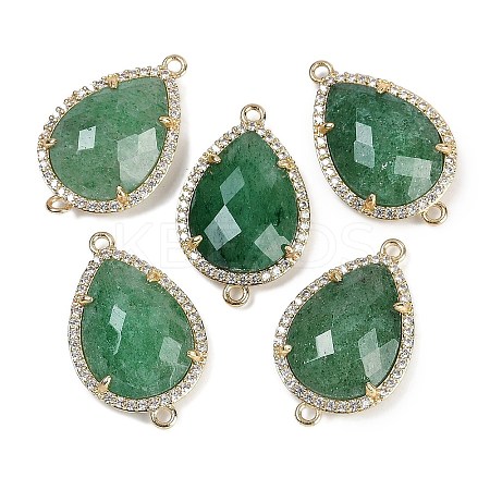 Natural Green Strawberry Quartz Faceted Teardrop Links G-B126-03G-07-1