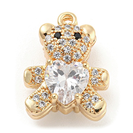 Brass Micro Cubic Zirconia Pendants KK-Q789-34G-1