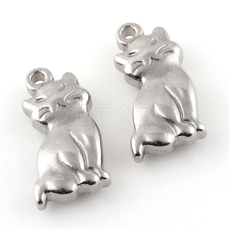 Tarnish Resistant 201 Stainless Steel Kitten Pendants STAS-Q195-24-1