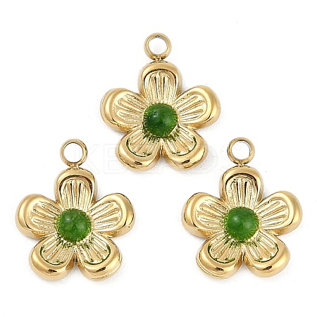Natural Green Onyx Agate(Dyed & Heated) Flower Charms STAS-I325-143G-02-1