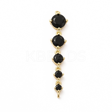 Rack Plating Brass Pave Cubic Zirconia Connector Charms KK-G458-02G-02-1
