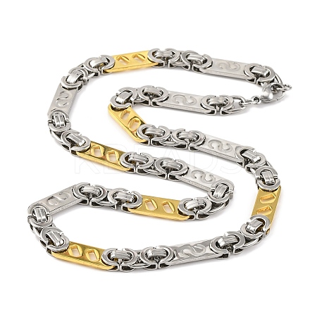 201 Stainless Steel Rectangle with S Links Chain Necklace NJEW-F22-39F-GP-1