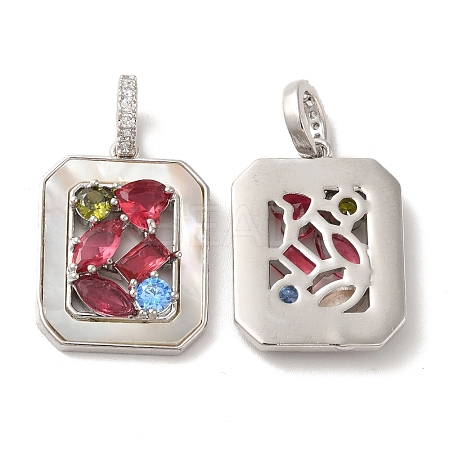 Brass Micro Pave Cubic Zirconia Pendants KK-I703-07P-1